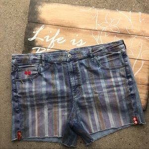American Eagle Plus Size Striped Jean Shorts - Hi-Rise Shortie Size 22